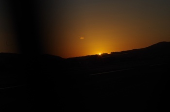 飛行機から夕陽