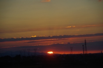 北陸道滑川付近 夕陽