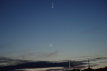 水星と二日月、金星